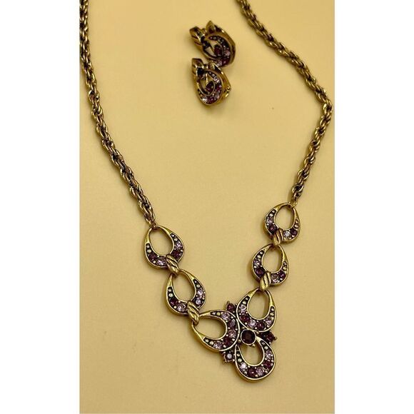 Romantic Vintage Jewelled Lavalier Necklace and Earrings Set - Picture 2 of 8